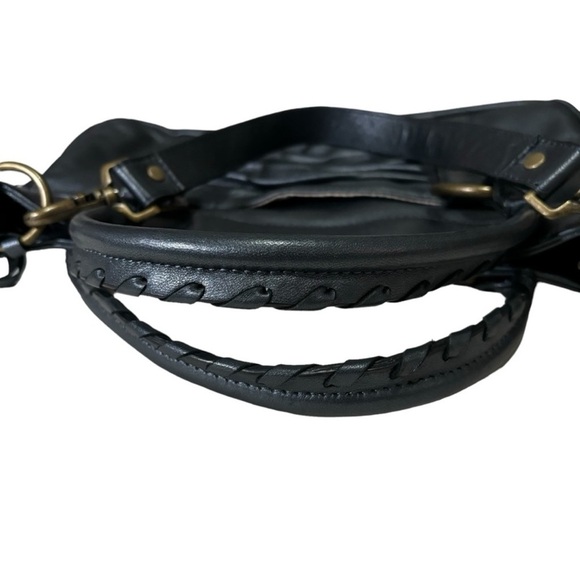 Bolsa Leather Metallic Pewter Handbag Convertible Shoulder Bag Boho Bohemian - Picture 8 of 16